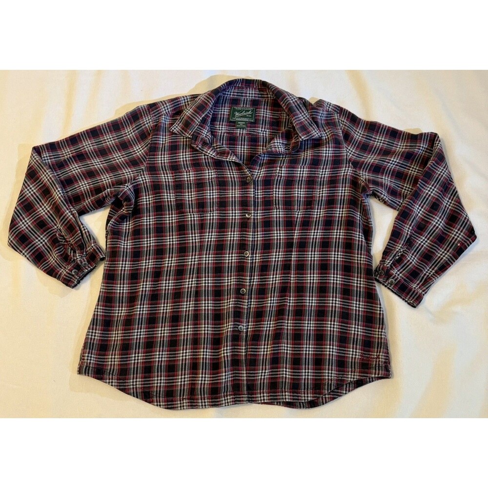 Woolrich Flannel Cotton Plaid Button Up Shirt Top Blouse Long Sleeve XXL READ!
